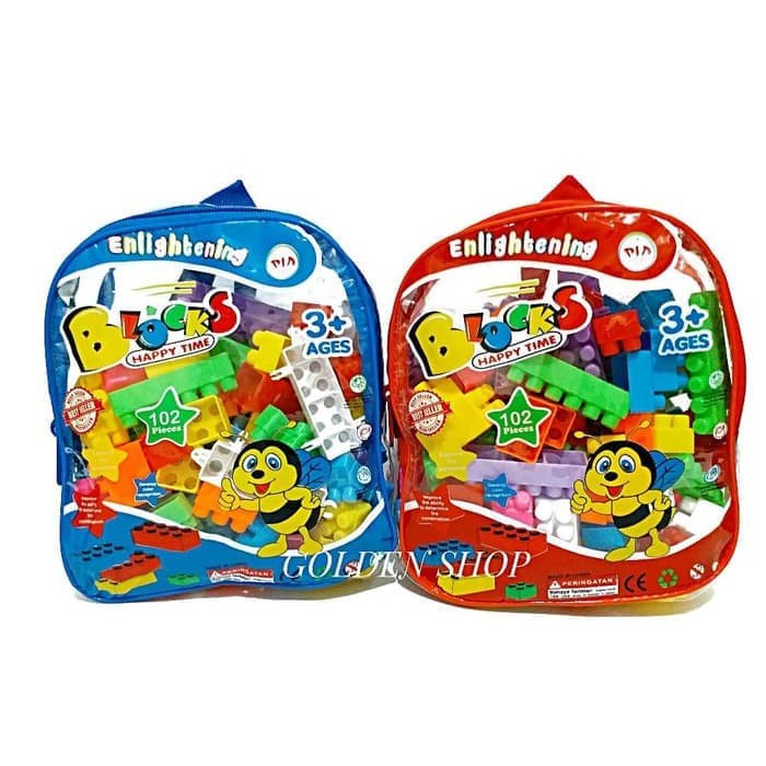 Jual Sale Mainan Edukasi Anak Block Tas 102Pcs / Balok Susun Bongkar Pasang / Building Bricks Indonesia|Shopee Indonesia