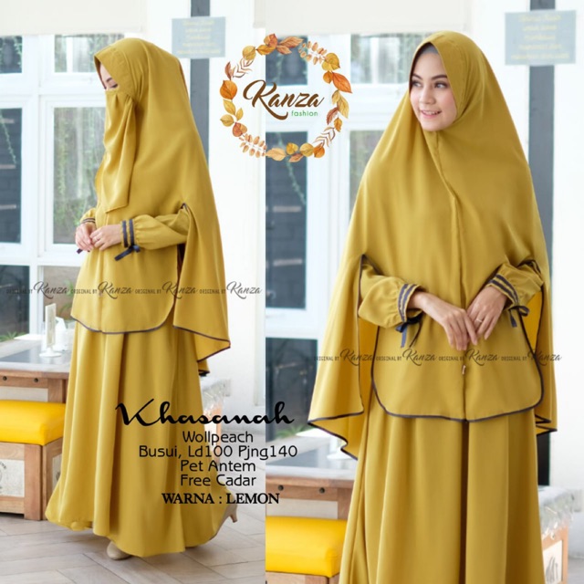 Jual Setelan Gamis Muslimah + Jilbab & Cadar (KHASANAH SYARI) Ori Kanza