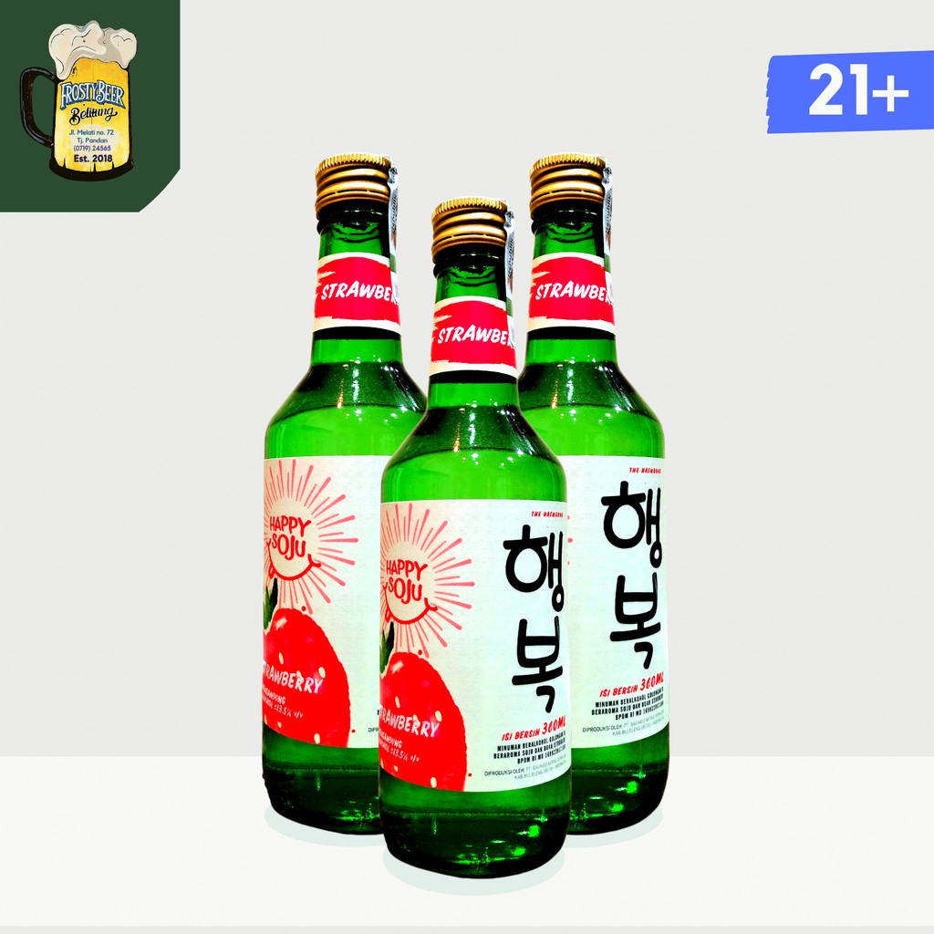 Jual Happy Strawberry Soju 13.5 360 ml Stroberi Korea mirip Jinro Indonesia