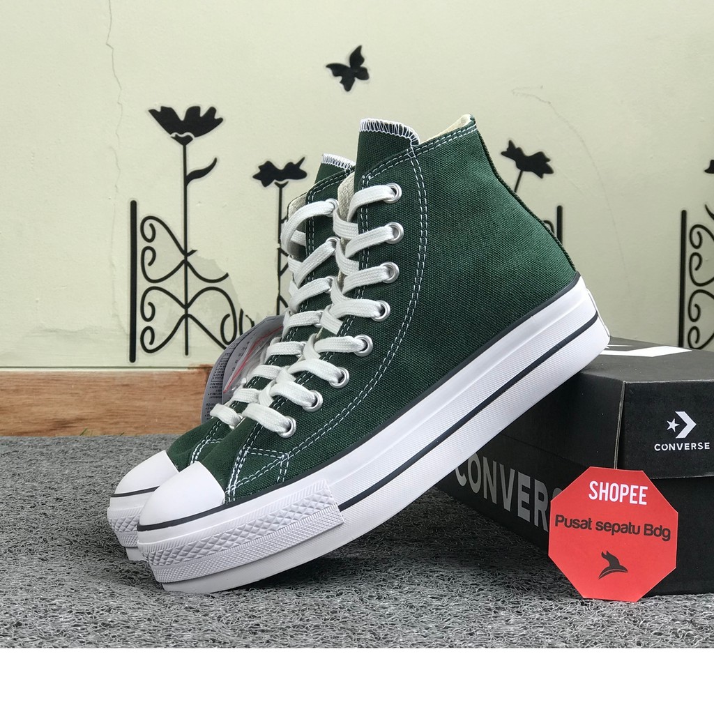 Jual [TERIMA COD] SEPATU CONVERSE PLATFORM HIGH GREEN HERBAL Indonesia