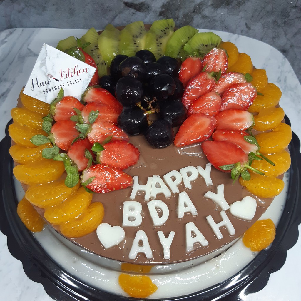 Puding Coklat Ulang Tahun Topping Buah Full Shopee Indonesia