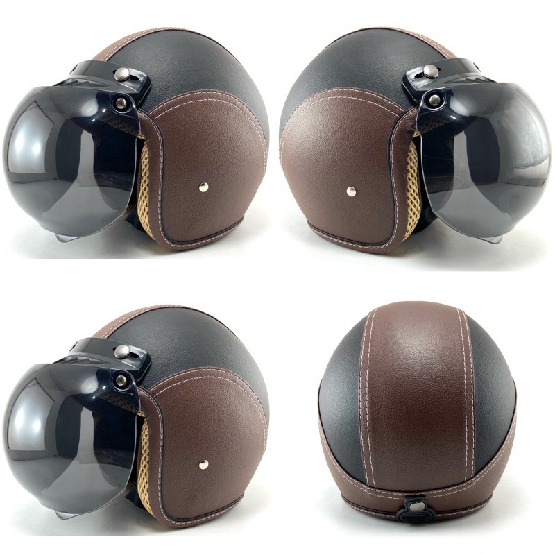 Jual Helm Bogo Kulit Full Leher Dewasa Sni Kaca Cembung Coklat Hitam | Shopee Indonesia