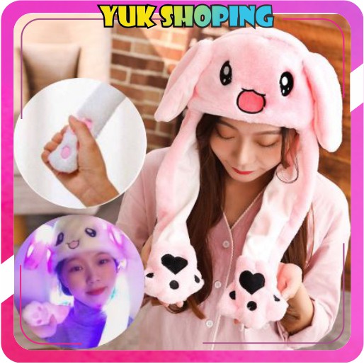 R074 BUNNY HEAD LED TOPI KELINCI TIK TOK KUPING BERGERAK