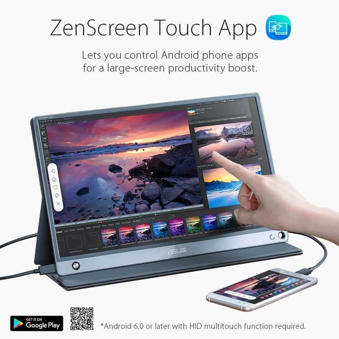 Jual Monitor Asus Mb16Amt 16" Touch Screen - Monitor Portable Asus Zenscreen Mb16Amt Type C Ips | Shopee Indonesia