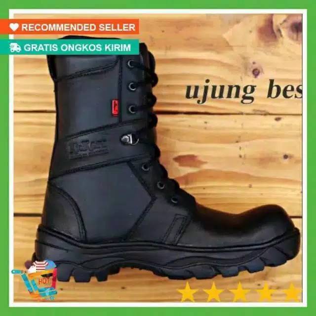 Sepatu PDL SAFETY UJUNG BESI Hitam Murah Tali Seleting