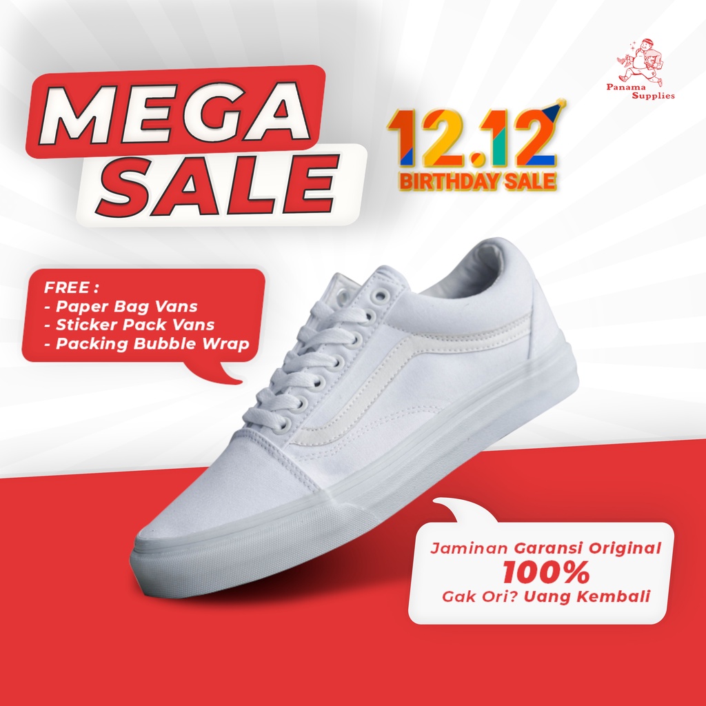 Jual Vans Oldskool Full White Canvas Original 100 l Sepatu Vans l