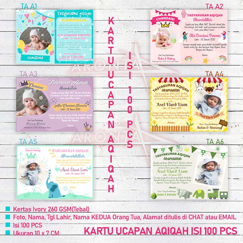 Kartu Ucapan Aqiqah Isi 100 - Kartu Tasyakuran Aqiqah - Aqiqah - Kartu  Aqiqah Bayi - Kartu Syukuran | Shopee Indonesia