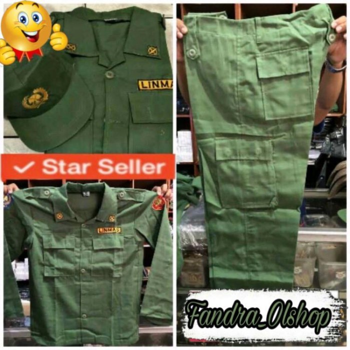 Baju/Seragam/Setelan Hansip/Linmas Plus Topi. Kualitas Terbaik ! - M |  Shopee Indonesia