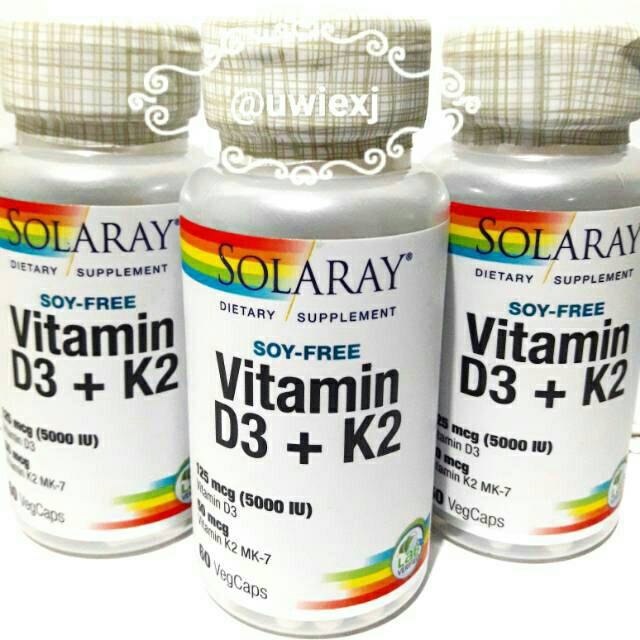 Solaray Vitamin D3 K2, Vit D3 5000iu + K2 Mk7 50mcg / Solaray D3+K2 isi