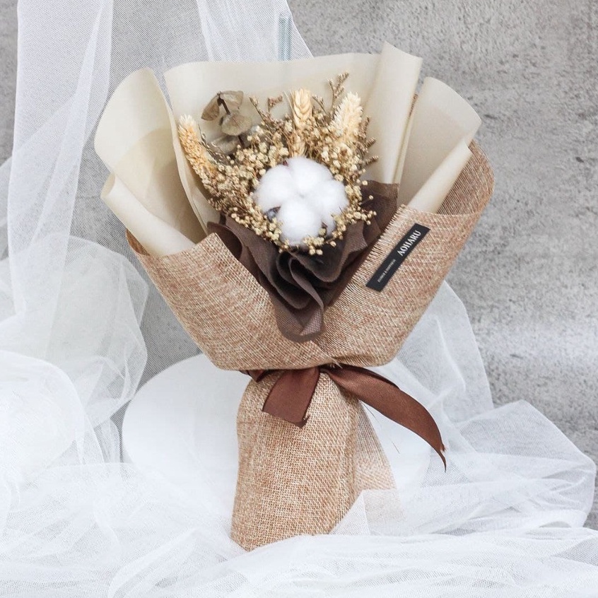 Jual SINGLE Cotton Flower Bouquet dried flower buket bunga kering