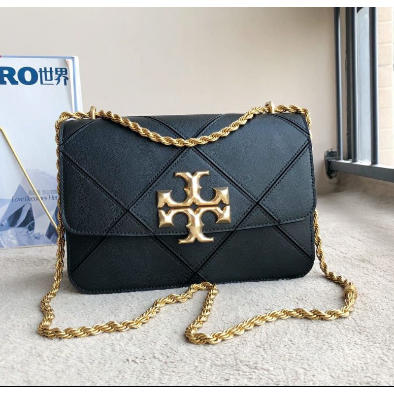 Jual Tory Burch Eleanor Quilted Convertible Shoulder Bag Black (73590