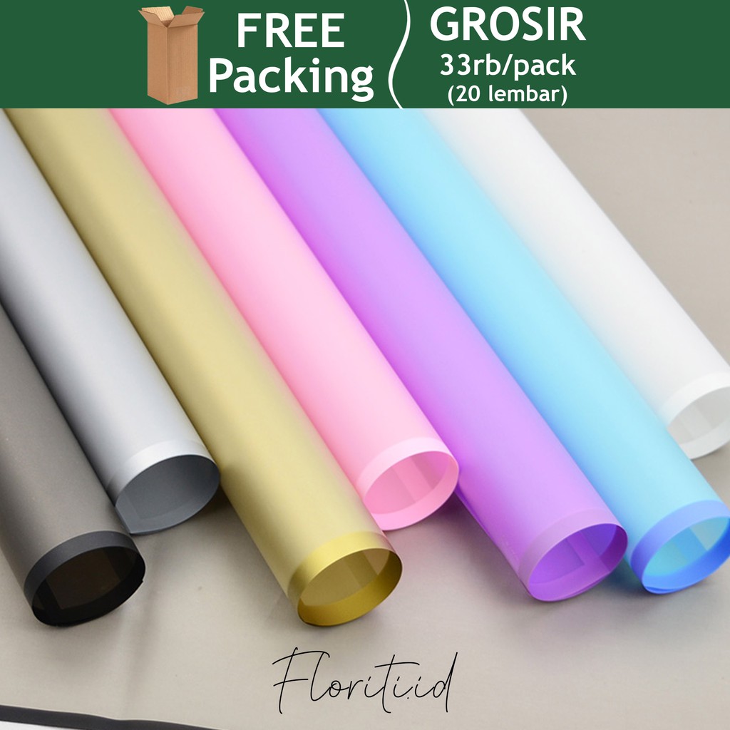 (20 Lembar) Kertas Buket/Flower Wrapping Cellophane Line Color Shopee