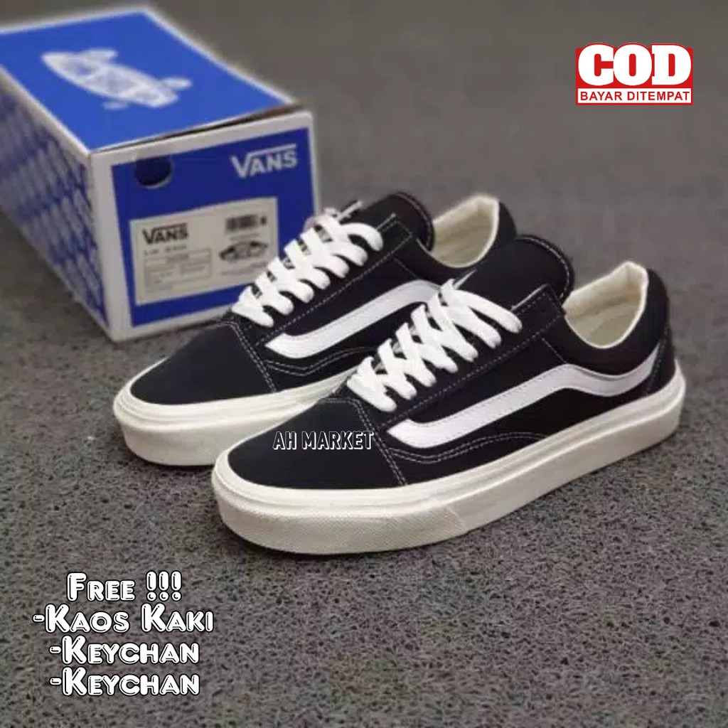 (BISA BAYAR DI TEMPAT) VANS OLDSKOOL OG BLACK WHITE PREMIUM BNIB WAFFLE