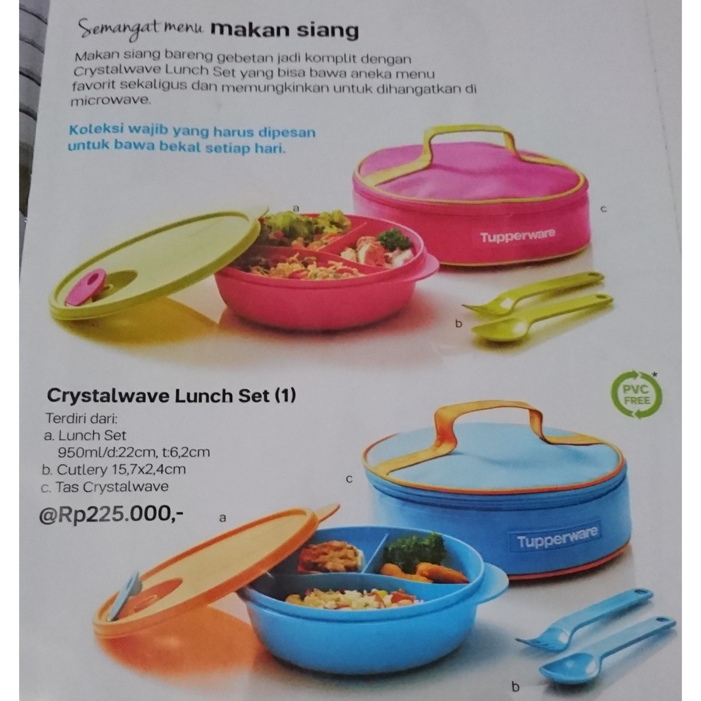 Jual TUPPERWARE CRYSTALWAVE LUNCH SET / LUNCH BOX / BAWA BEKAL PINK Shopee Indonesia
