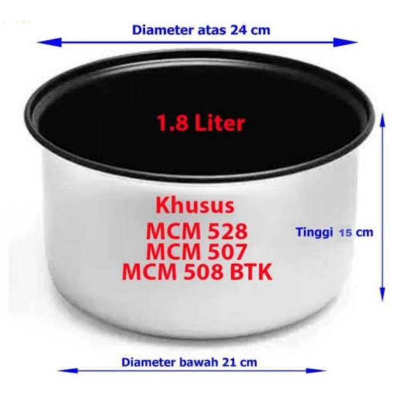 Jual Panci Teflon Rice Cooker Miyako 1.8 Ltr Tinggi 15 Cm Shopee