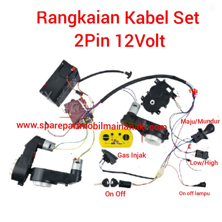 Jual ⚡Ready⚡1 Set Mesin 2 Pin 12V Mobil Mainan Aki Tinggal Pasang Pmb Unikid Pliko | Shopee Indonesia