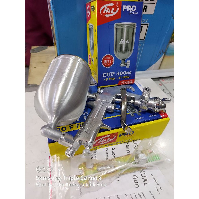 Jual Spray Gun F75G H&L Tabung Atas 400ml Spray Gun H&L F75G Shopee