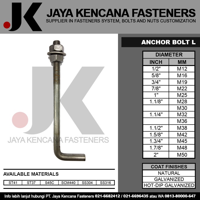 Jual Anchor Bolt L / Angkur L 1" (M25) x 300 mm Shopee Indonesia