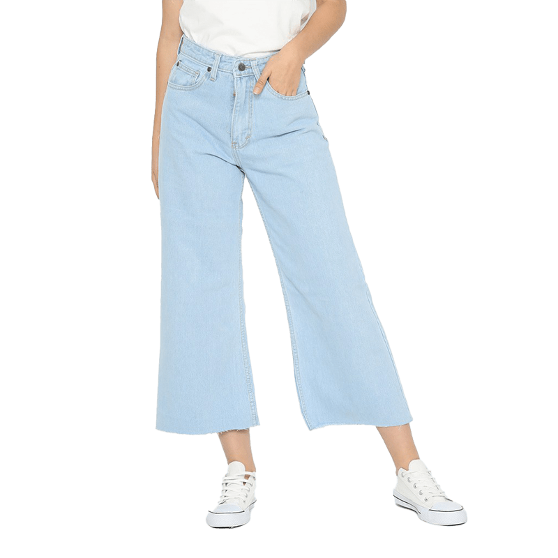 Esrocte Kulot Jeans Wanita Celana Highwaist Unfinished