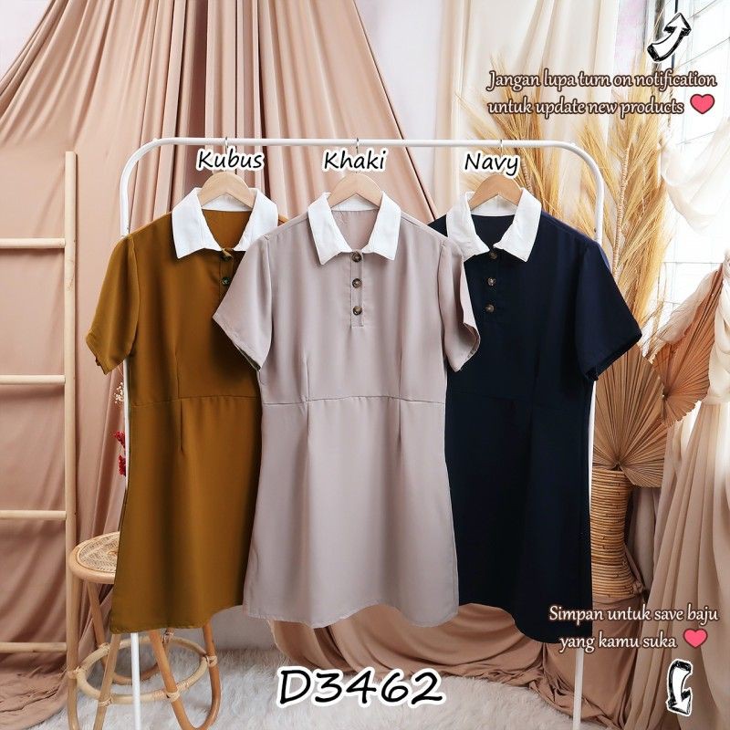 Jual Baju Casual Collar Dress Pergi Jalan Santai Hangout Fashion Cewek Wanita Modis Murah -3462 Indonesia|Shopee Indonesia