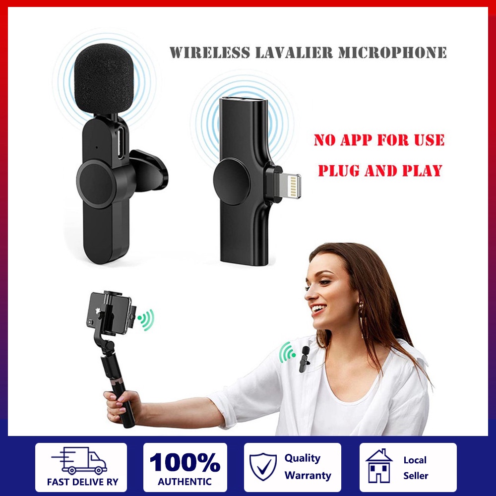 Jual Wireless Lavalier Microphone Portable Mini Mic For Iphone Android Phone Live Broadcast | Shopee Indonesia