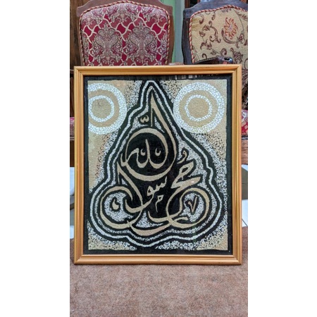 KALIGRAFI KOLASE CANGKANG TELUR DENGAN BINGKAI KACA | Shopee Indonesia