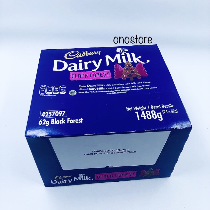 Jual Cadbury Dairy Milk Black Forest 62 gram 1 box (24 pcs) Shopee
