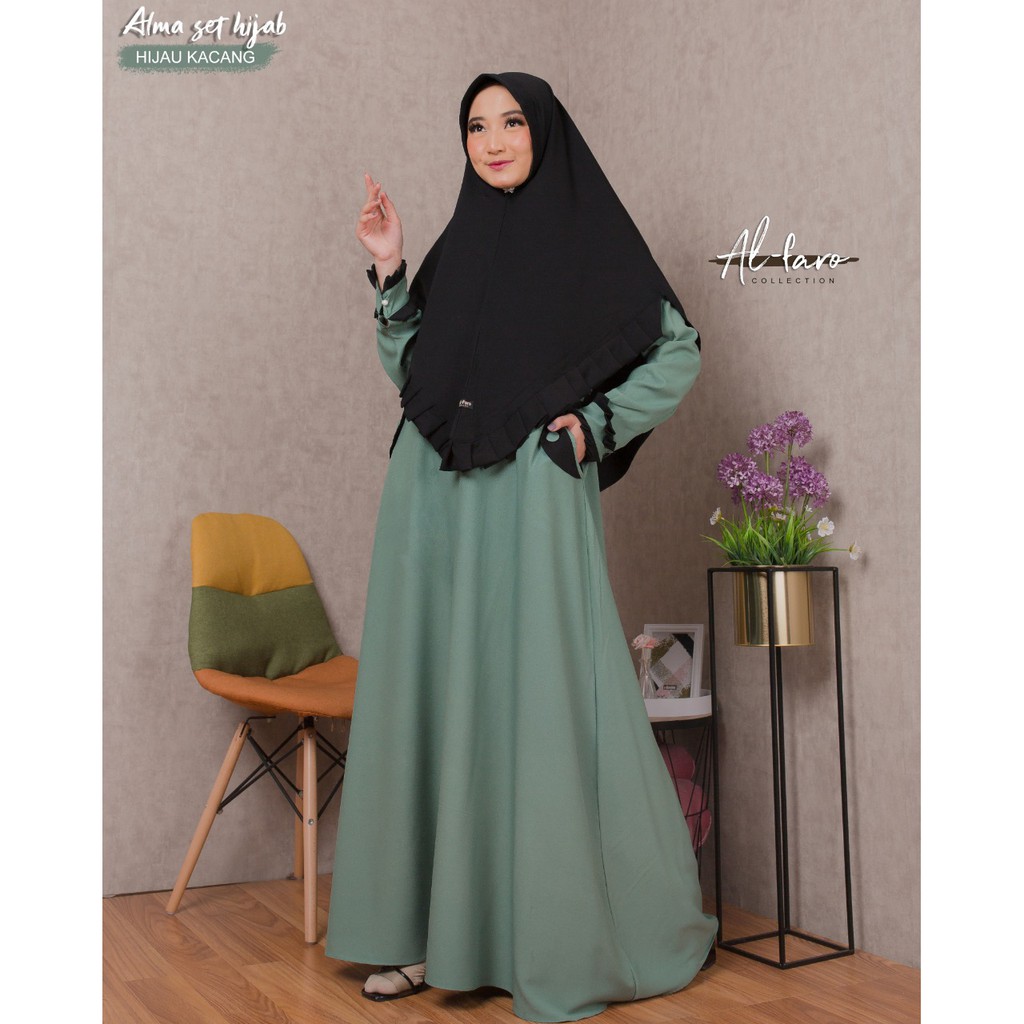 Gamis alma alfaro al faro set khimar syari hijab jilbab terbaru fashion