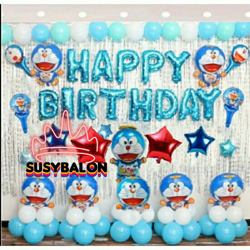 Dekorasi Happy Birthday Karakter Doraemon/Dekorasi Ulang