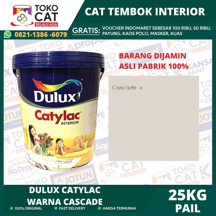 Jual CAT TEMBOK INTERIOR PREMIUM DULUX CATYLAC WARNA CASCADE 25KG PAIL