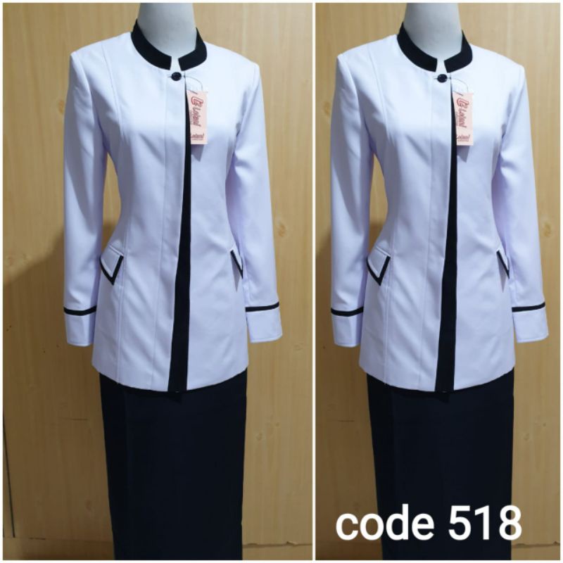 Jual BLAZER SERAGAM KERJA PEMDA PNS GURU WANITA HITAM PUTIH LOLANI  Indonesia|Shopee Indonesia