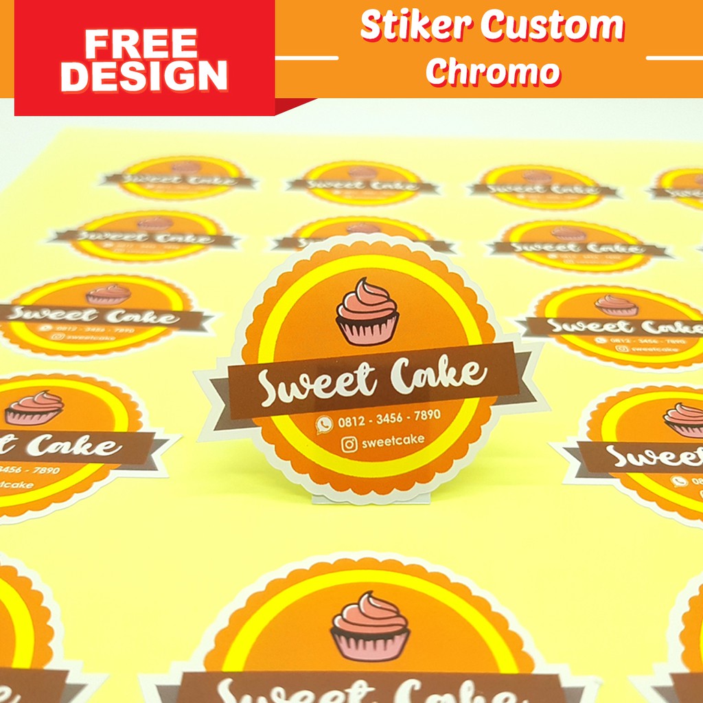 Cetak Stiker Custom Label Makanan Sticker Segel Kemasan Produk Kue Nama