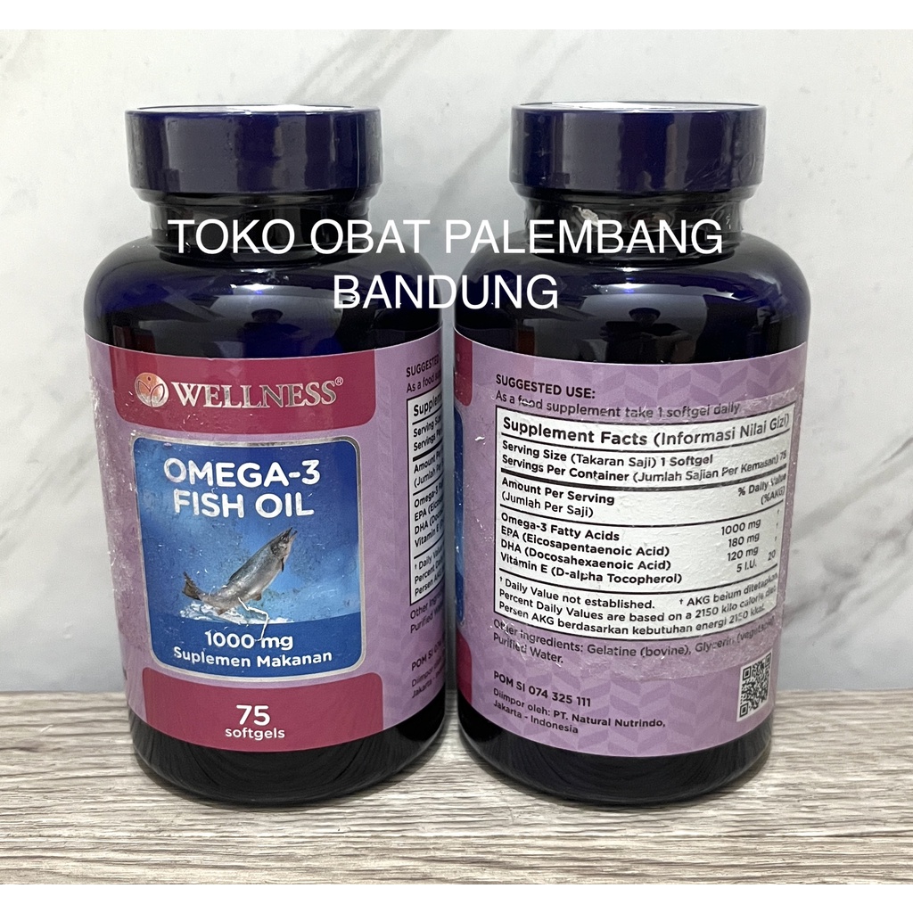 Jual WELLNESS OMEGA 3 FISH OIL 75 SOFTGEL EPA DHA MINYAK IKAN WELLNESS