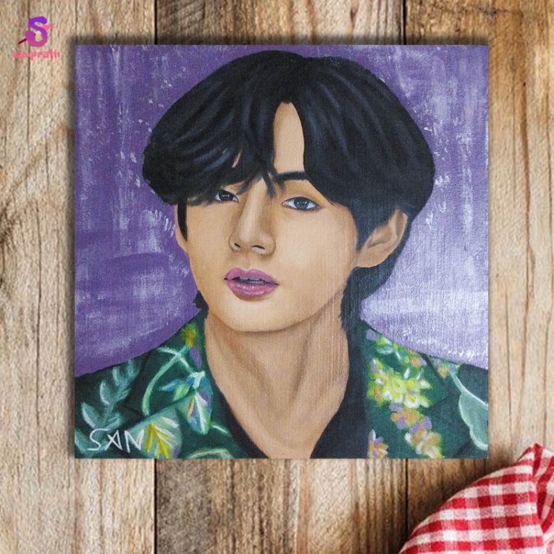 Jual Lukisan Kanvas Wajah Canvas Portrait Kpop Bts Taehyung V Original 30X30Cm (Limited) Kpop Painting Indonesia|Shopee Indonesia 800_X_800_jpg