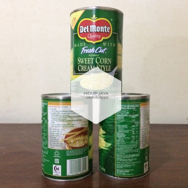 Del Monte Sweet Cream Style Corn Krim Jagung Manis 418gr x 3 kaleng