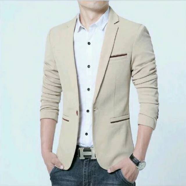 Jual Jas Blazer Pria Warna Coklat Susu | Shopee Indonesia