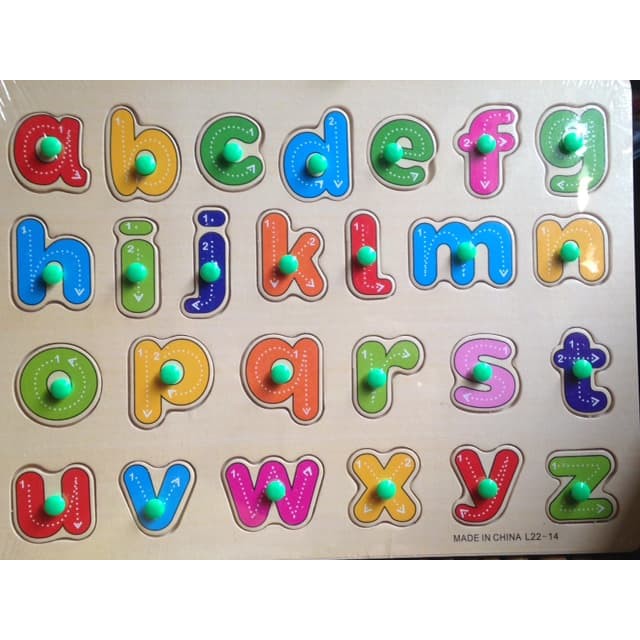 Jual Puzzle Kayu Huruf Kecil Wood Knop Mainan Edukasi Anak Bongkar Pasang Indonesia|Shopee Indonesia
