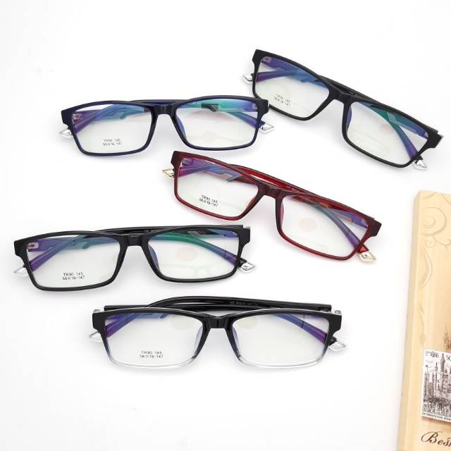 Frame kacamata Bea Kotak Kecil Tipis Lentur + Minus Plus Silinder Pria Wanita Kacamata Anti