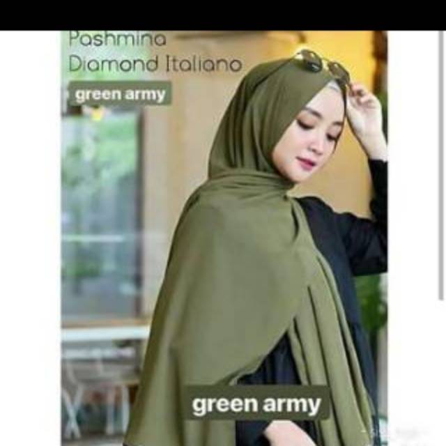 60+ Jilbab Pashmina Warna Hijau Army