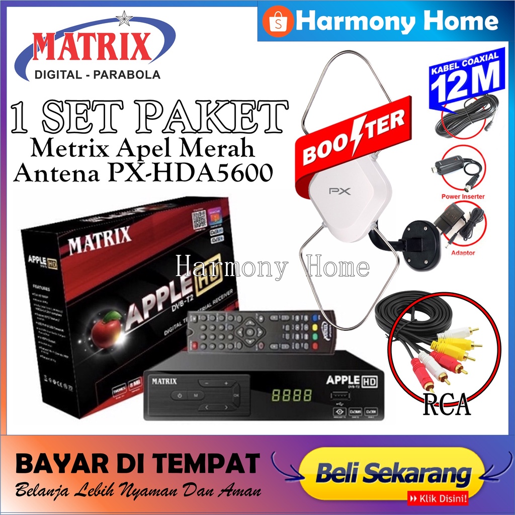 Jual Paket Set Top Box Tv Digital METRIX MERAH + Antena PX HDA5600 DVB