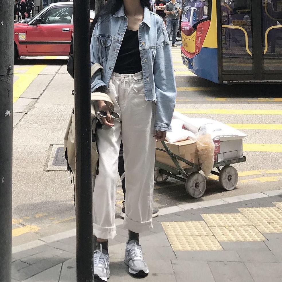 Bagus Banget.. Celana jeans lebar kaki lebar longgar pinggang tinggi retro  untuk wanita semua pertan | Shopee Indonesia