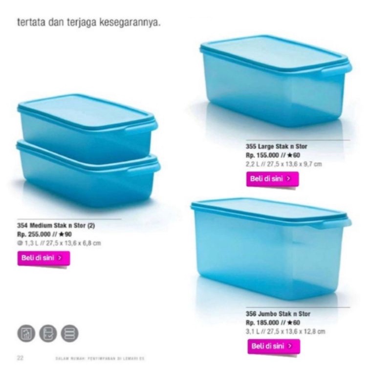 Jual Tupperware Sale 50 stak n stor 2pcs (tersedia 3ukuran) cek varian