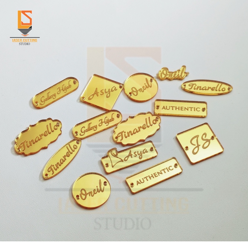 Jual Label Akrilik Custom Label Produk, Hijab, Tas, Baju Label