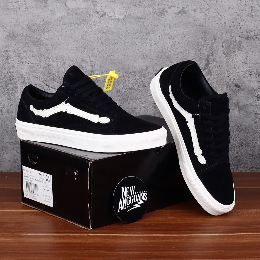 Jual Sepatu Vans Old Skool Pro X The Blends Suede Black White Hitam Marshmallow List Bones Comfycush | Shopee Indonesia