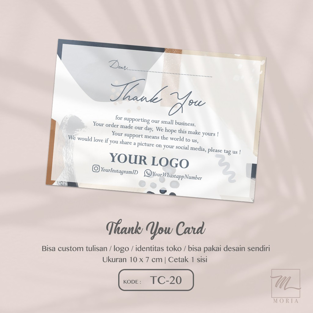 Jual (TC20) Custom Thank You Card / Kartu Ucapan Terima Kasih