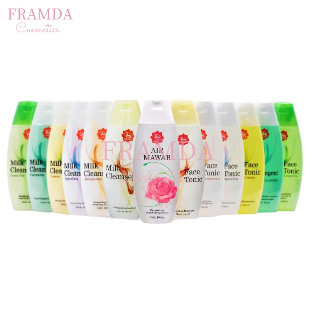 Jual ️FRAMDA ️VIVA Milk Cleanser dan Face Tonic Air Mawar 100ml 200ml