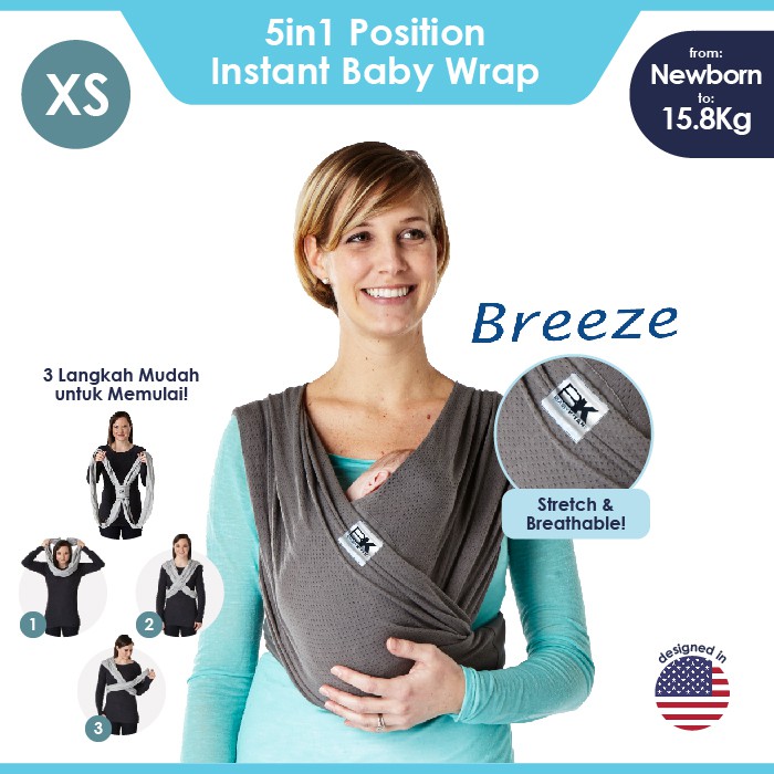 Baby K'tan Baby Carrier Breeze Charcoal Shopee Indonesia
