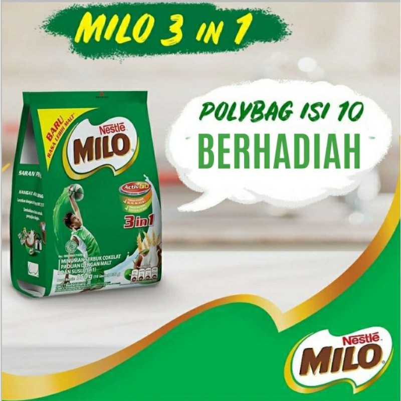 BERHADIAH! MILO 3IN1 ACTIV GO POLYBAG ISI SACHET 10X35GR. MILO POLYBAG |  Shopee Indonesia