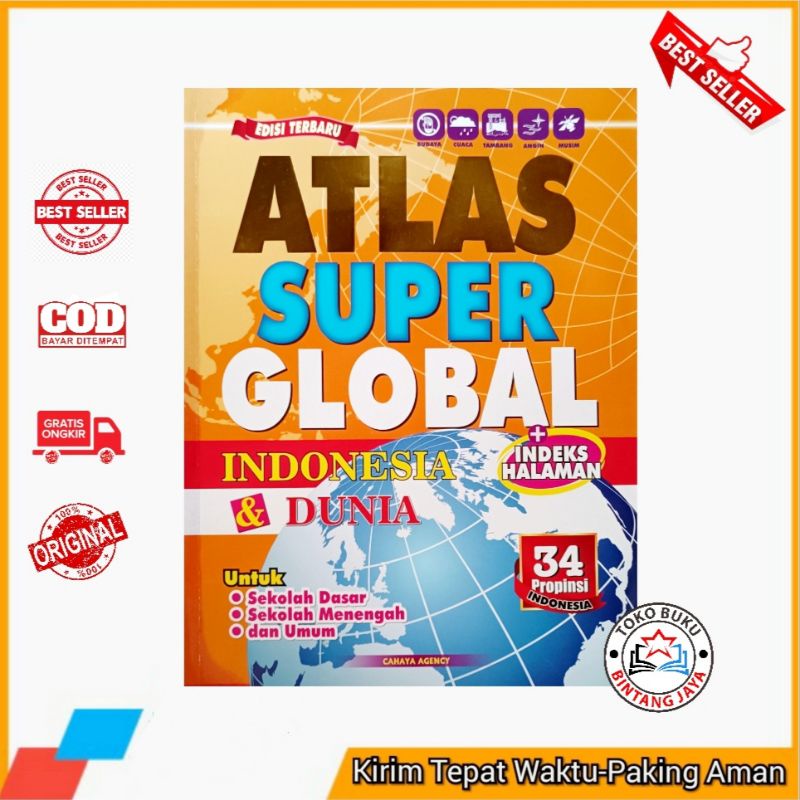 Jual Buku Atlas Indonesia + Dunia Edisi Terbaru Atlas Super Global