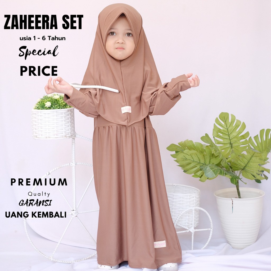 Gamis anak ( 1 5 TAHUN ) zaheera set setalan gamis anak bahan jersey